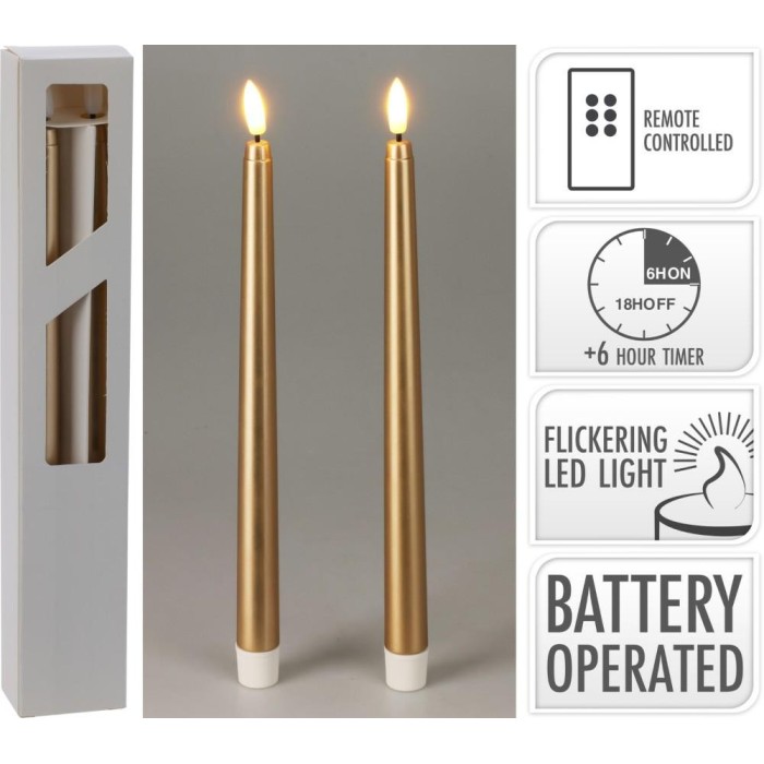 2 CANDELE LED 27CM ORO